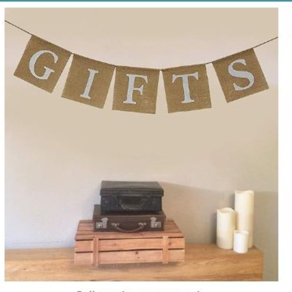 Rustic Burlap "Gift" Banner Bunting Sign